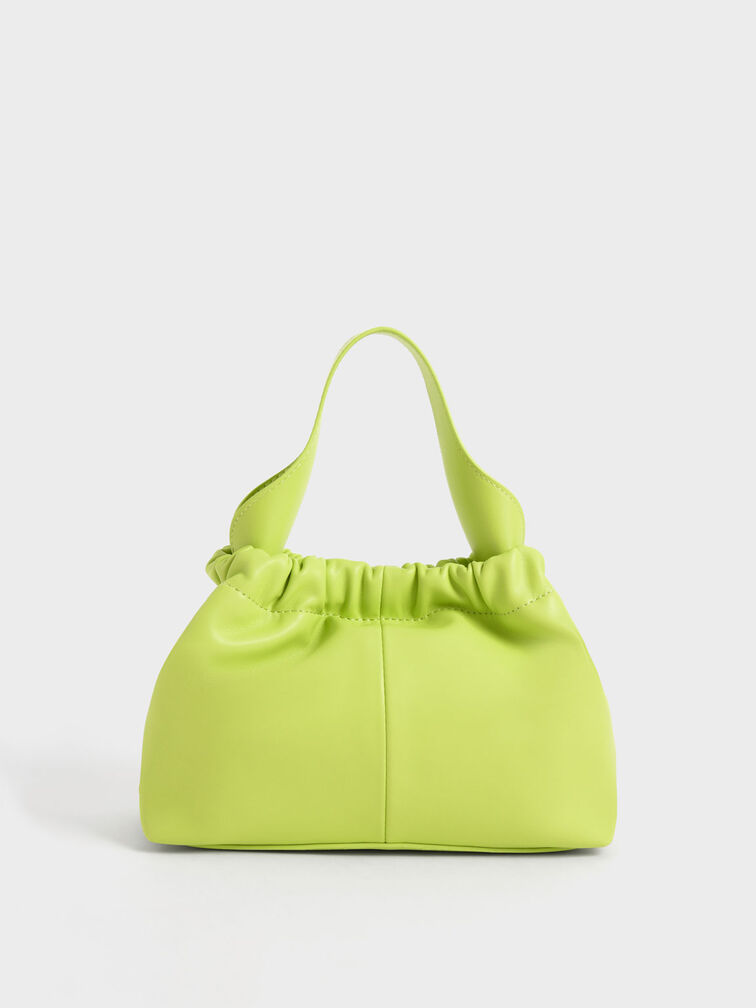 Ally Ruched Slouchy Bag, Lime, hi-res