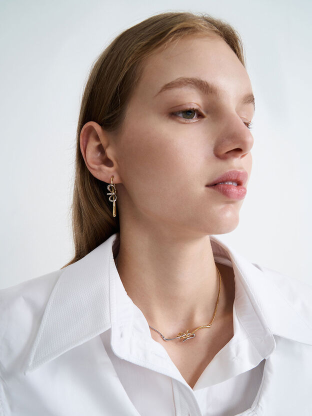 Two-Tone Sculptural Princess Necklace, Gold, hi-res