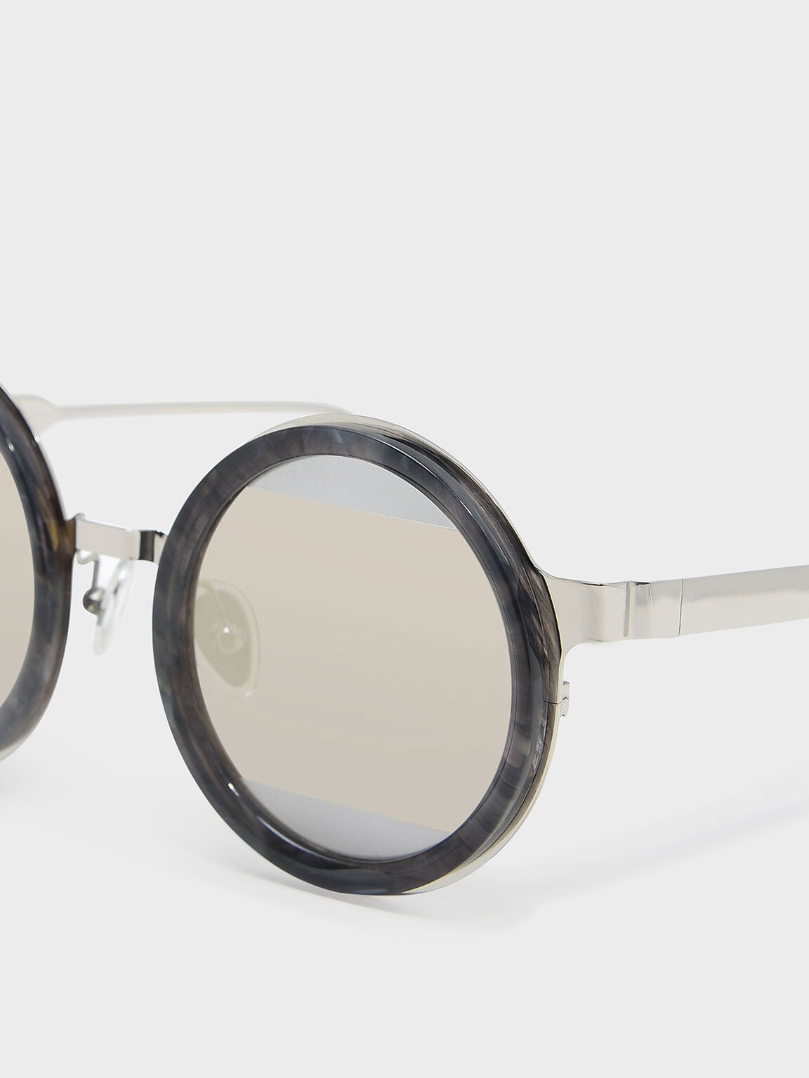 Round Frame Sunglasses, Grey, hi-res