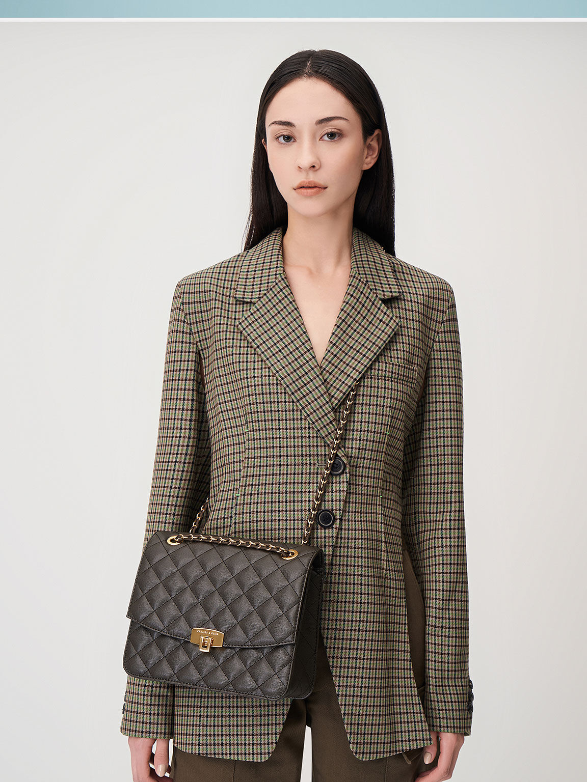 Dark Moss Quilted Chain Strap Clutch - CHARLES & KEITH KR Dark Moss Quilted Chain Strap Clutch - CHARLES & KEITH KR