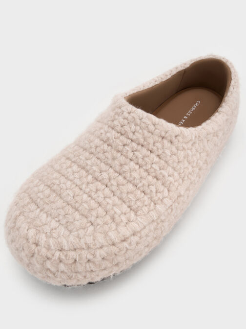 Crochet Flat Mules, Chalk, hi-res