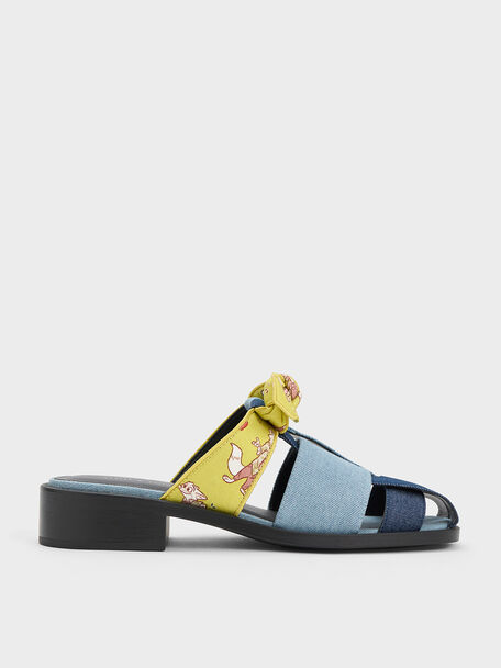 Judy Hopps Interwoven Knotted Denim Mules, Blue, hi-res