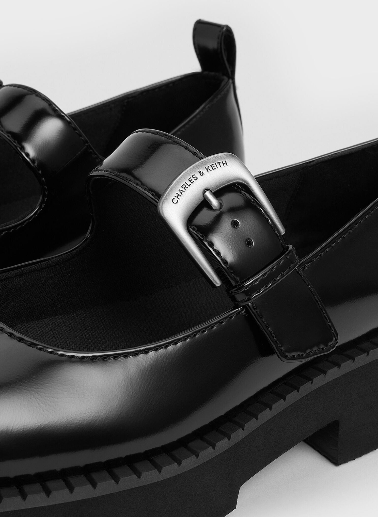 Buckled Ridged-Sole Chunky Mary Janes, Black Box, hi-res