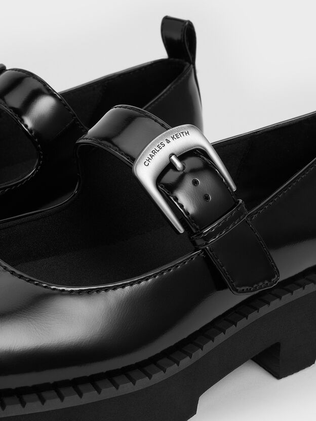 Buckled Ridged-Sole Mary Janes, Black Box, hi-res