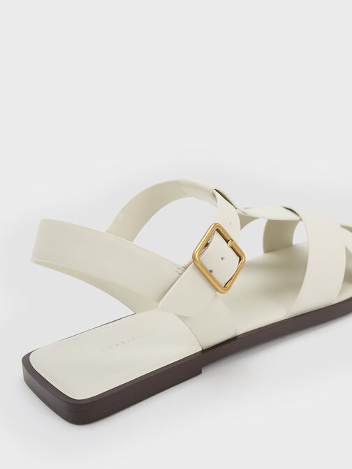 Strappy Crossover Sandals, Chalk, hi-res