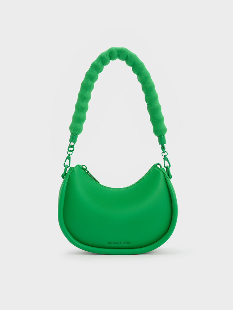 Lana Curved Shoulder Bag, Green, hi-res