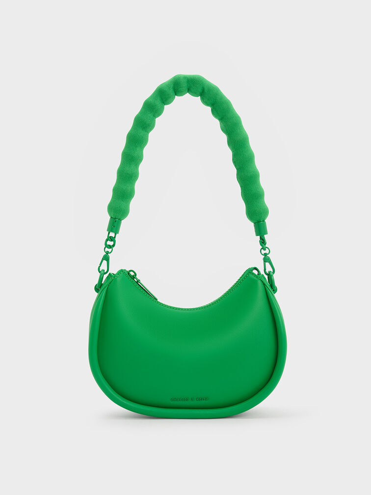 Lana Curved Shoulder Bag, Green, hi-res