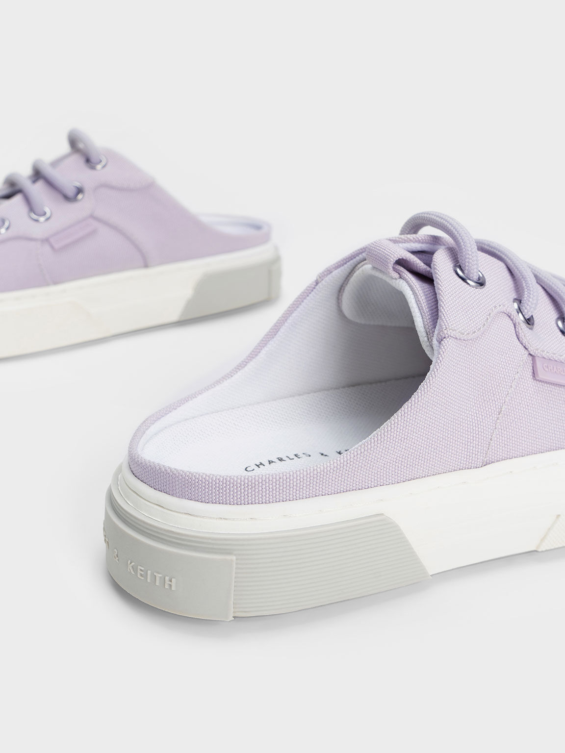 Canvas Panelled Slip-On Sneakers, Lilac, hi-res