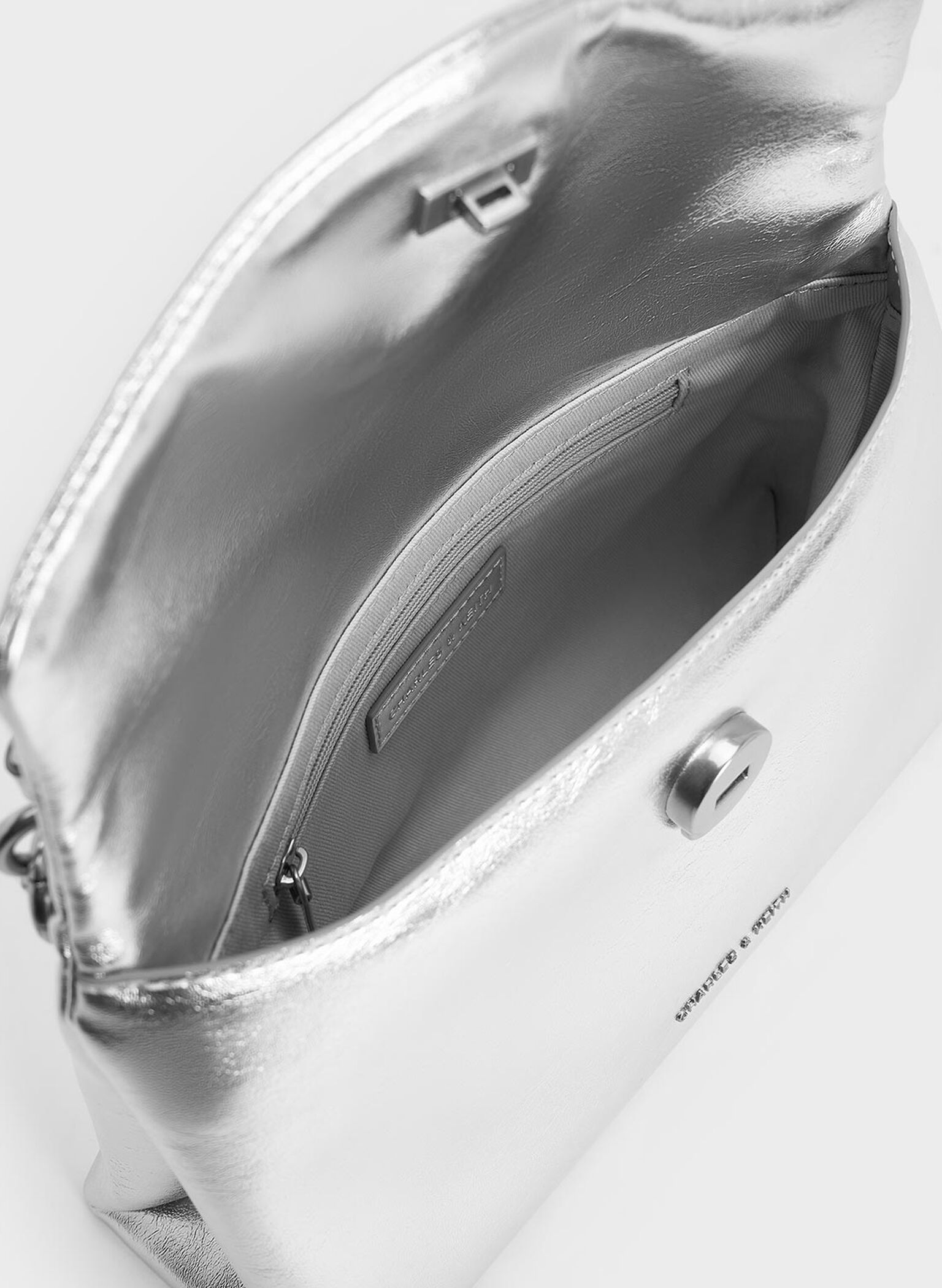 Andromeda Metallic Chunky-Chain Top Handle Bag, Silver, hi-res