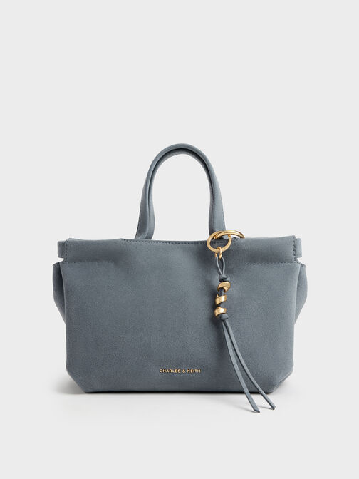 Mini Zephyr Tassel Tote Bag, Smoky Blue, hi-res