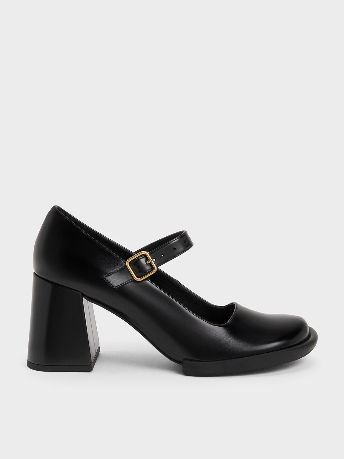 Tubular Mary Jane Pumps, Black, hi-res