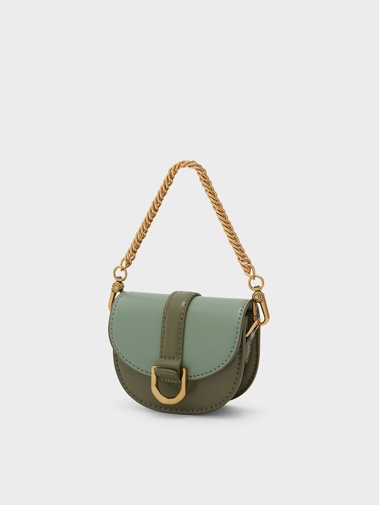 Micro Gabine Two-Tone Saddle Bag​, Olive, hi-res