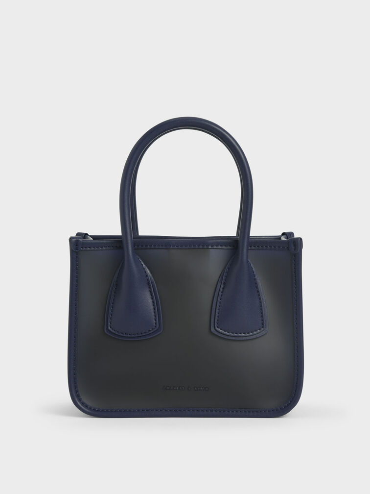 Chain Link Double Handle Bag, Navy, hi-res