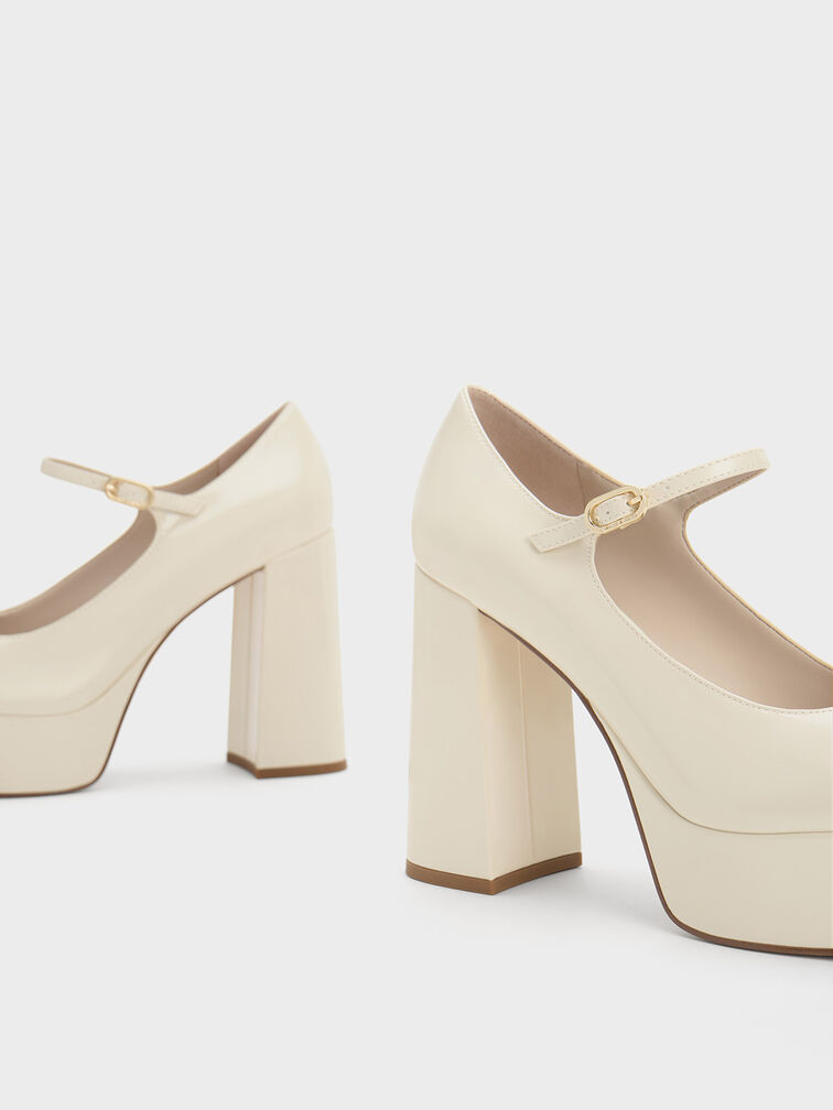 Jemma Patent Platform Mary Jane Pumps, Chalk, hi-res