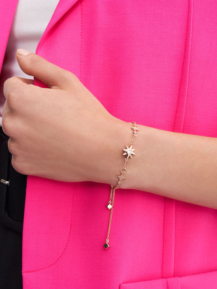 Star Motif Crystal-Embellished Bracelet, Rose Gold, hi-res