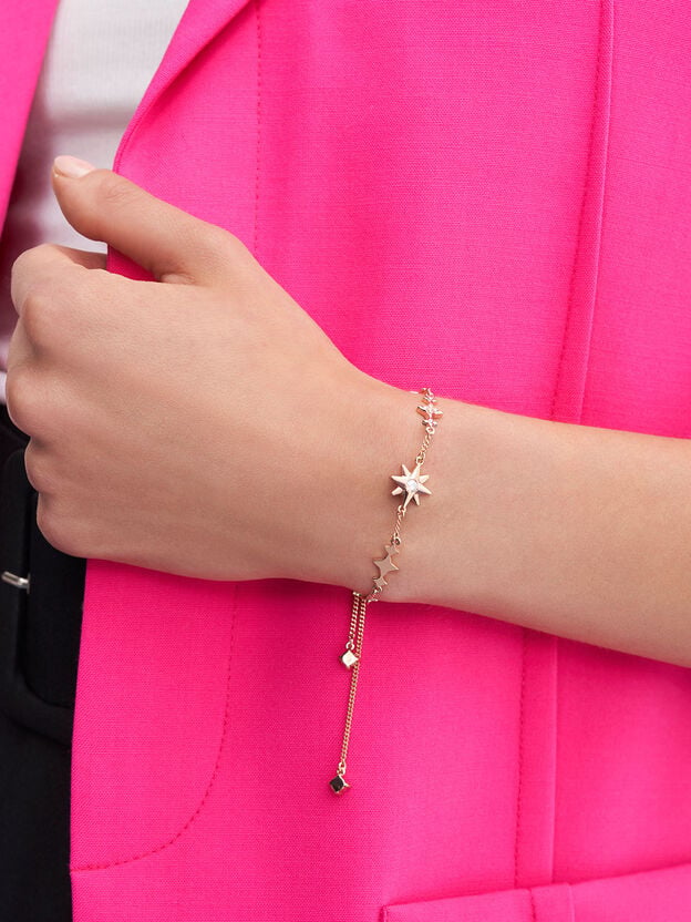Pulsera adornada con cristales y estmpado de estrella, Oro rosa, hi-res
