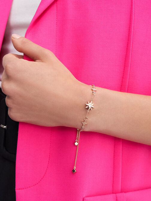 Pulsera adornada con cristales y estmpado de estrella, Oro rosa, hi-res