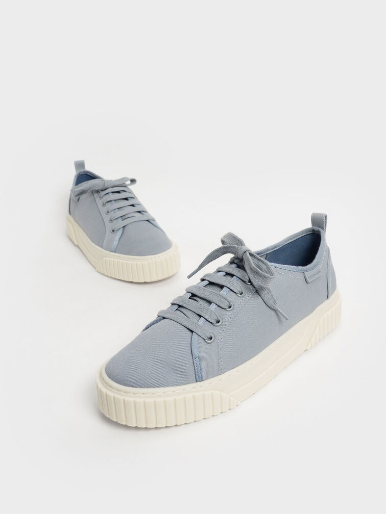 Cotton Low-Top Sneakers, Light Blue, hi-res
