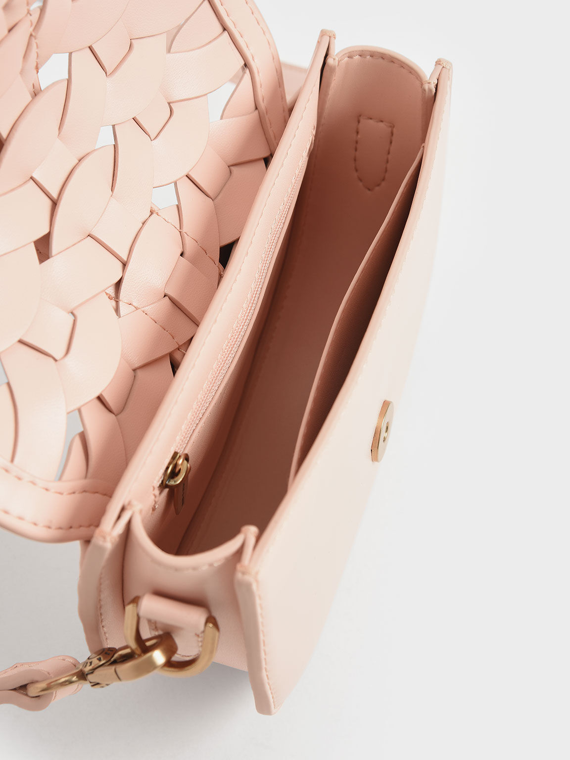Mini Gabine Woven Saddle Bag, Light Pink, hi-res