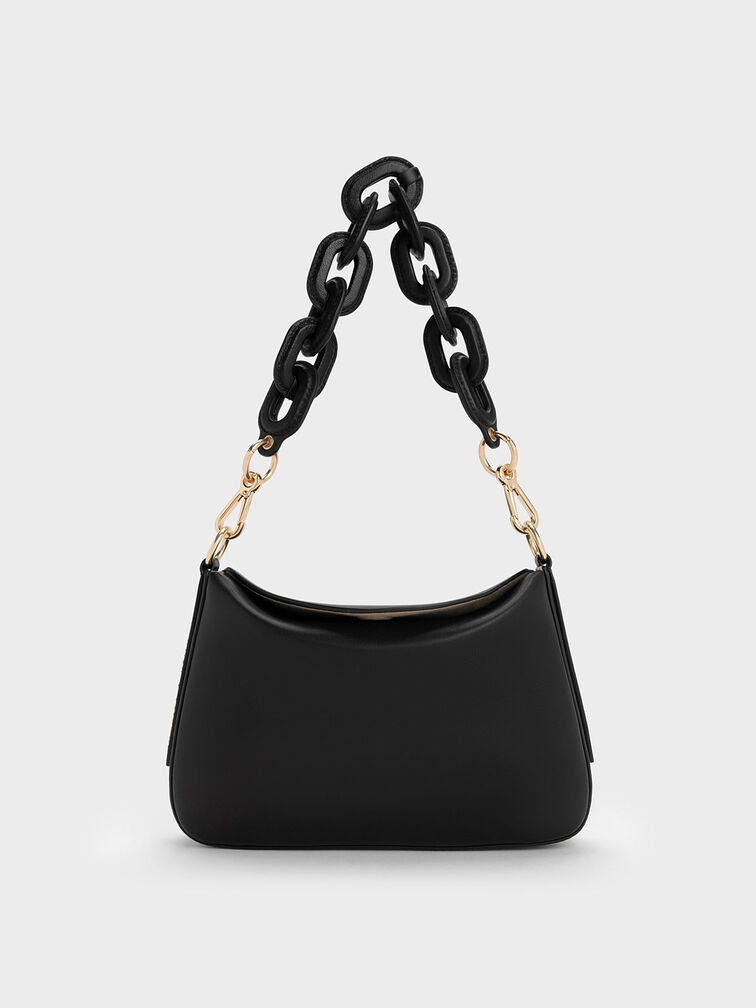 Charles & Keith - Women's Catena Chain-Handle Bag, Black, M