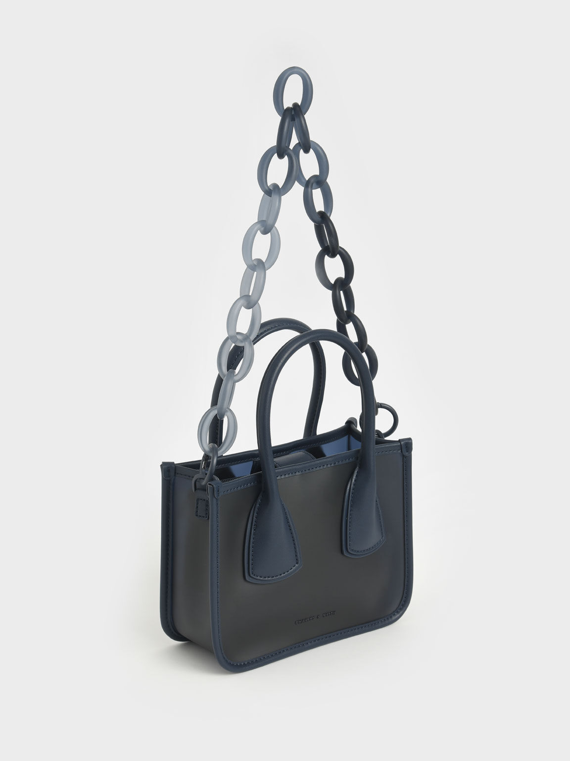 Navy Chain Link Double Handle Bag CHARLES KEITH International
