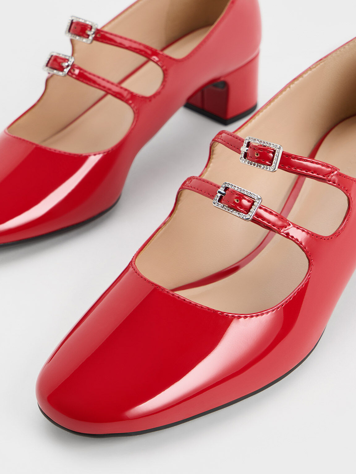 Red top mary janes