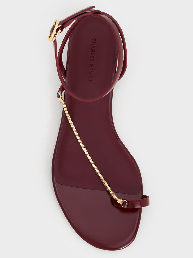 Chain-Strap Toe-Ring Sandals, Burgundy, hi-res