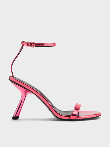 Metallic Slant-Heel Ankle-Strap Sandals, Fuchsia, hi-res