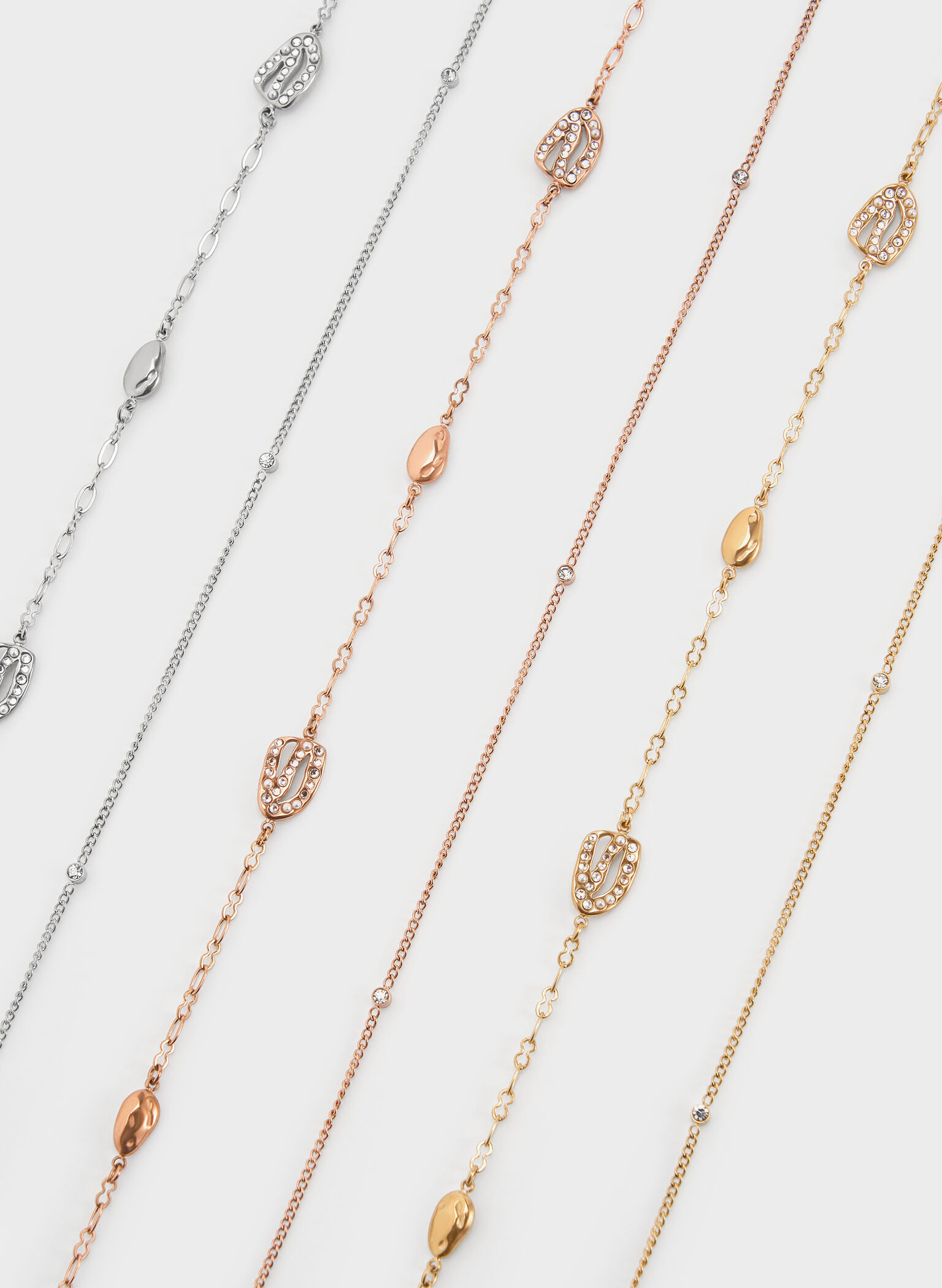 Aine Crystal Double-Chain Necklace, Silver, hi-res