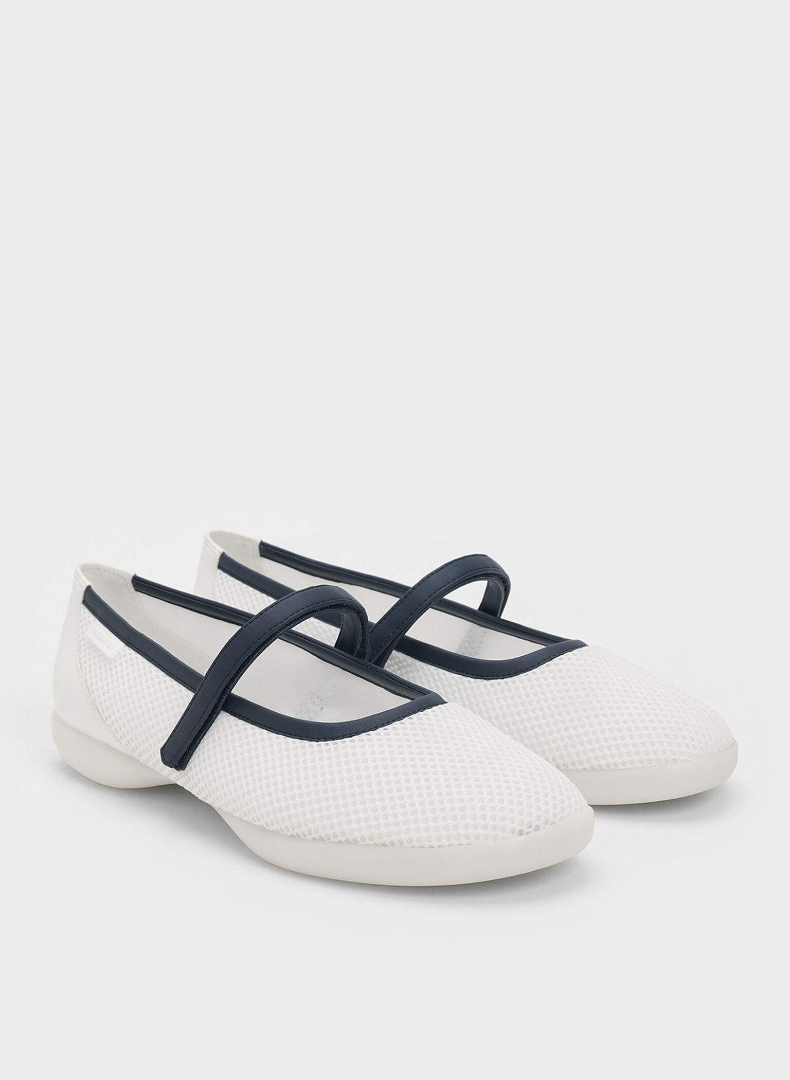Mesh Contrast-Trim Mary Jane Sneakers, Dark Blue, hi-res