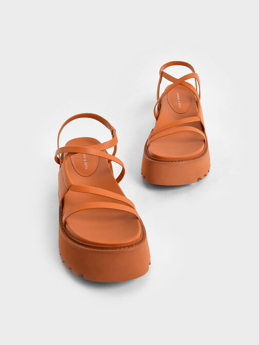 Nadine Strappy Platform Sandals, Orange, hi-res