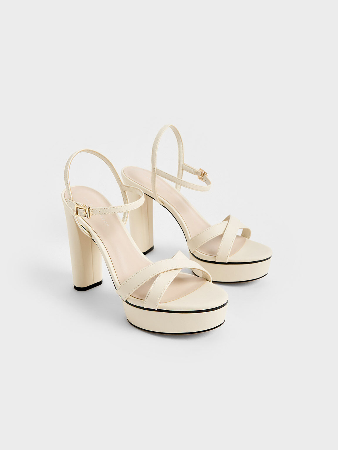 Crossover Platform Sandals, Chalk, hi-res
