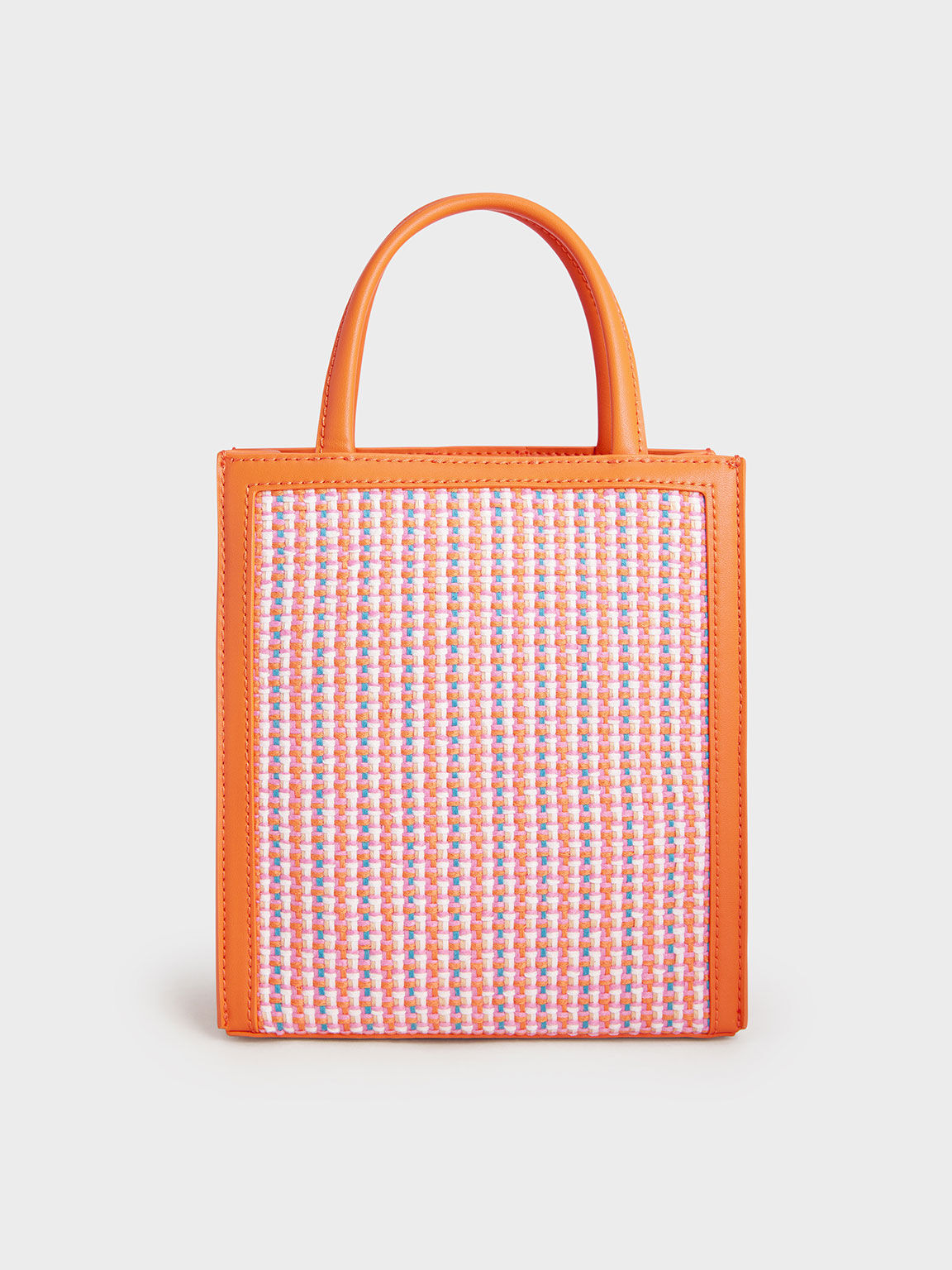 Orange Tweed Double Handle Tote Bag CHARLES KEITH International