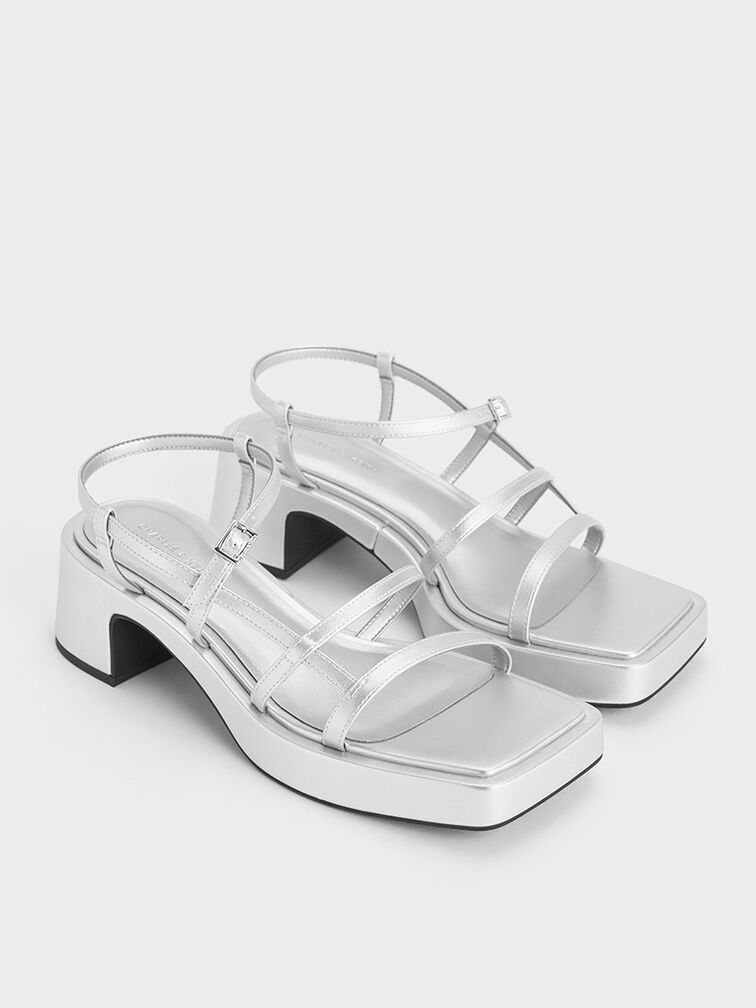 Silver Selene Strappy Sandals - CHARLES & KEITH MY
