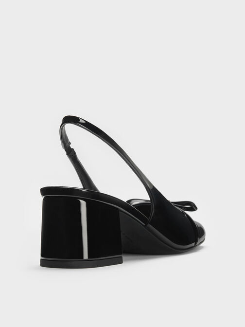 Dorian Patent Bow Block-Heel Slingback Pumps, Black Patent, hi-res