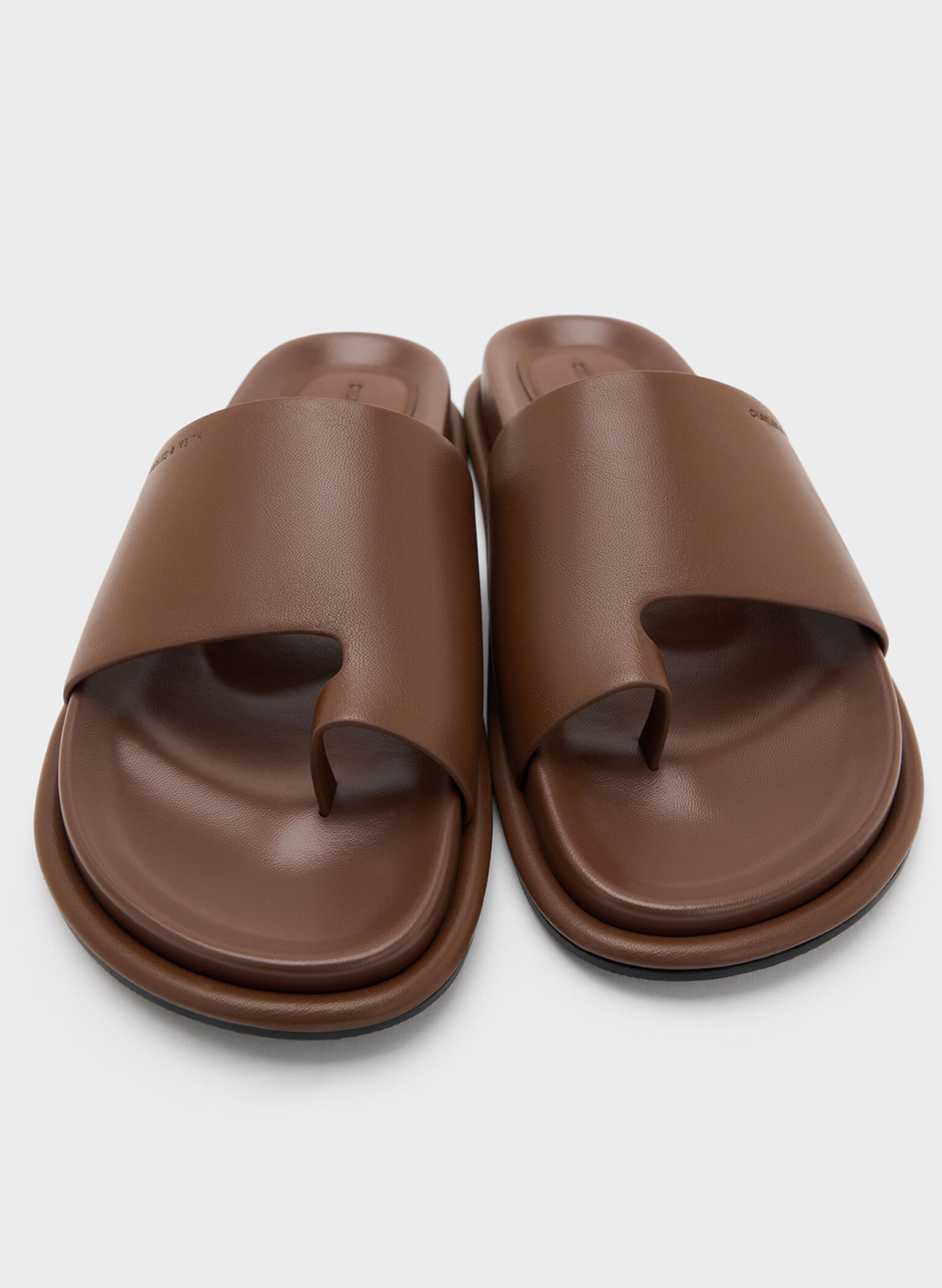 Wide-Strap Toe-Ring Sandals, Brown, hi-res