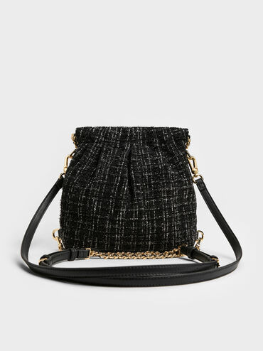 Duo 小型毛呢肩背包, 黑色毛呢, hi-res