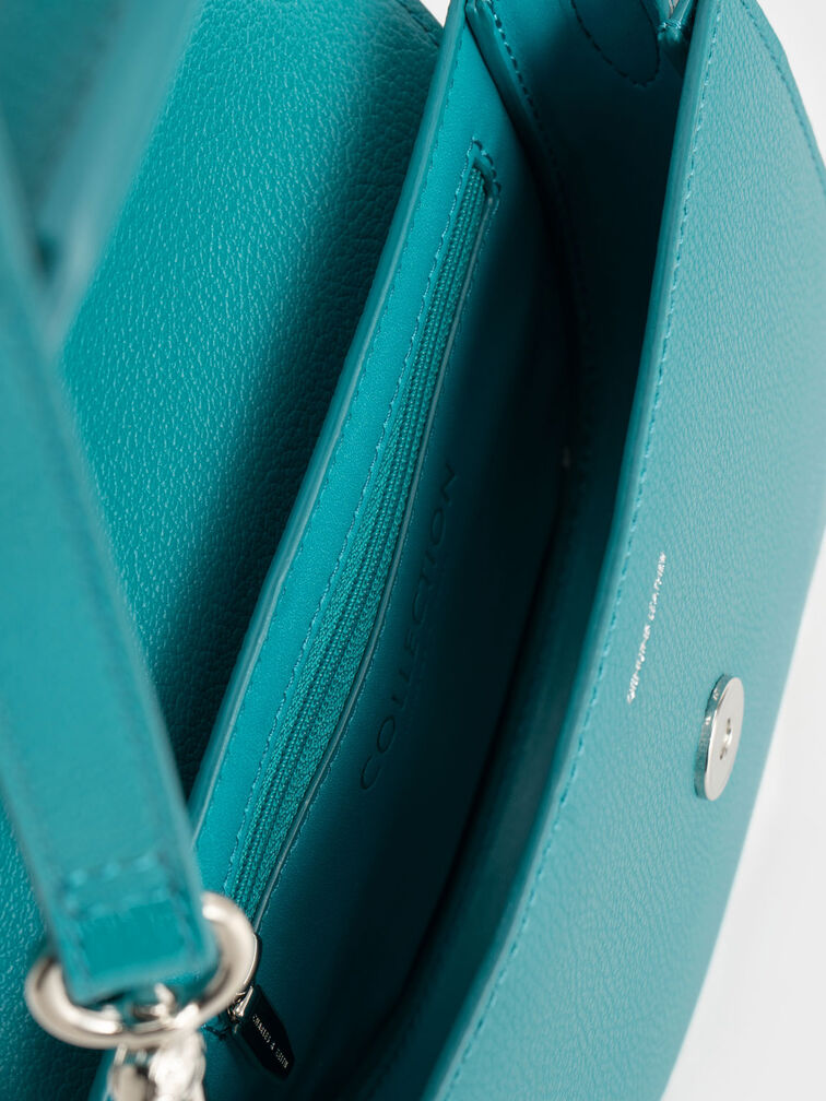Bolso Saddle mini Gabine de piel, Turquoise, hi-res