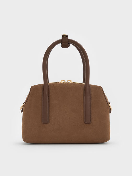 Deyna Recycled Suede Bowling Bag, Mocha Brown, hi-res