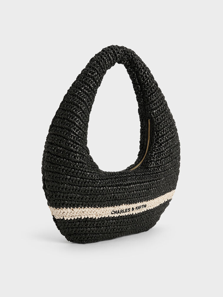 Bolso hobo holgado Allegra tejido, Negro, hi-res