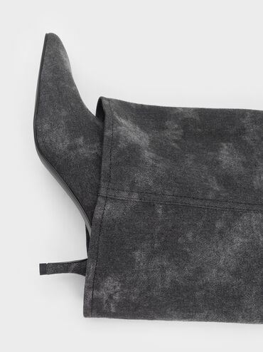 Botas vaqueras hasta la rodilla dobladas, Gris oscuro, hi-res