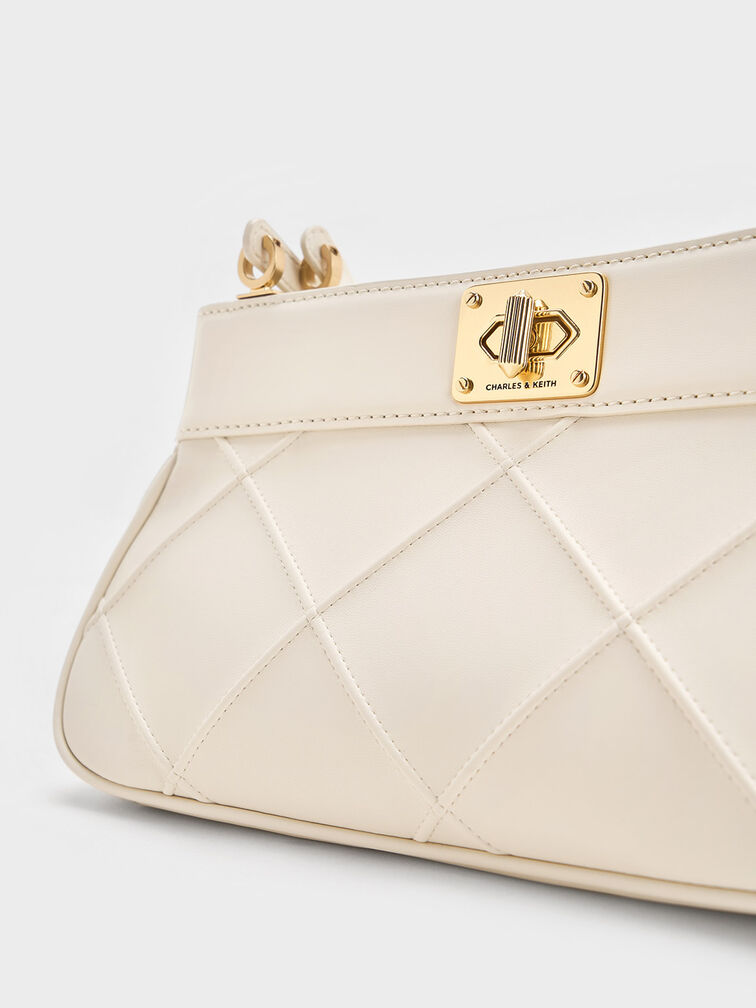 Eleni Quilted Shoulder Bag, Cream, hi-res