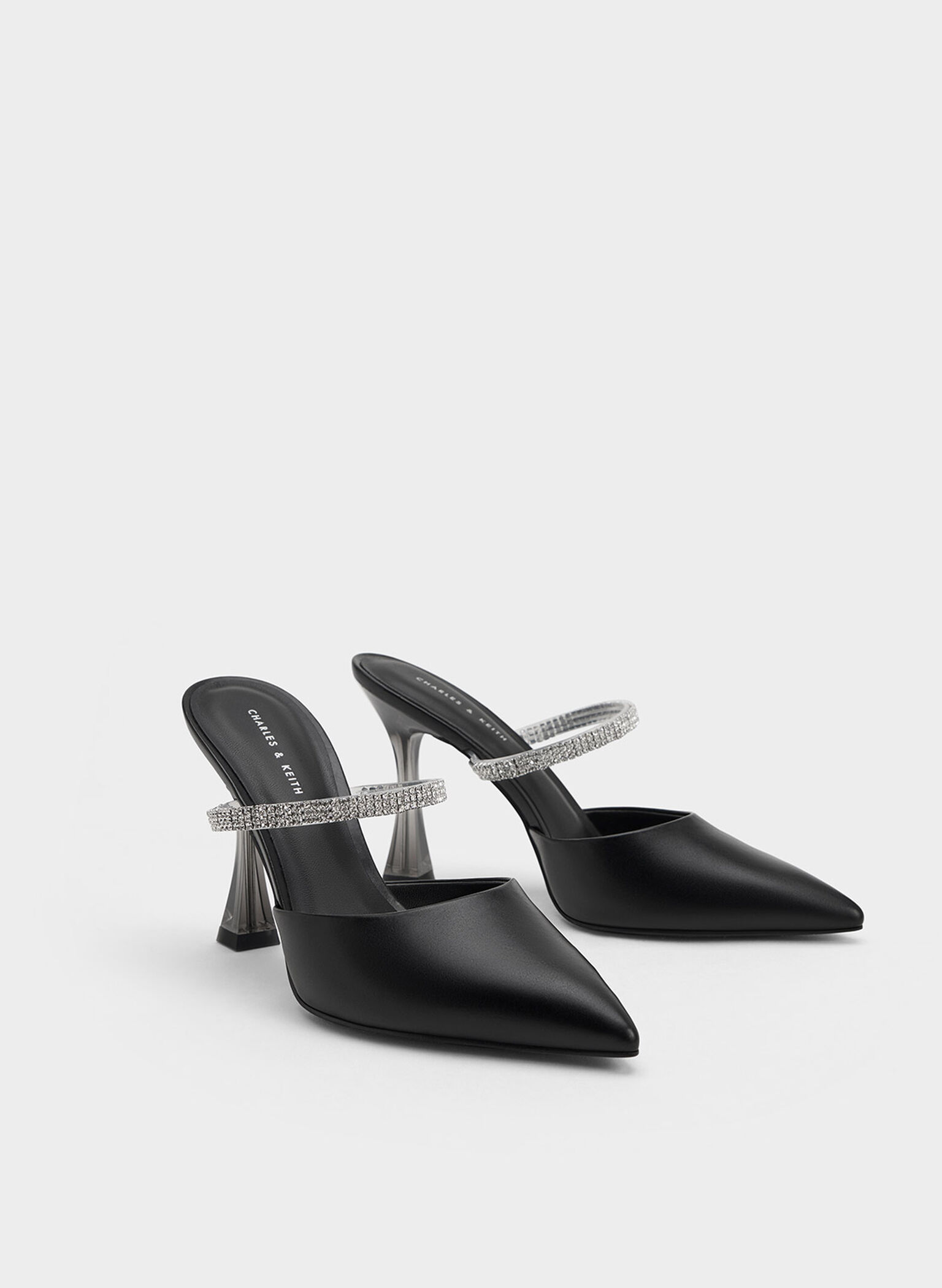 Gem Strap Mules, Black, hi-res