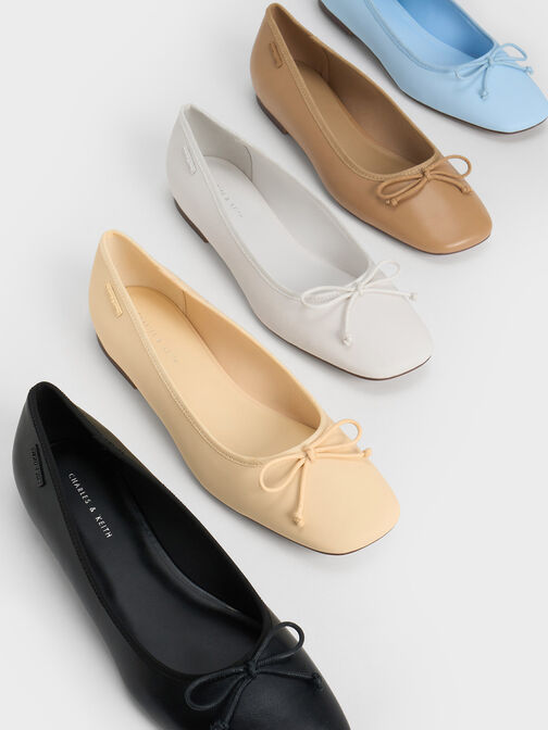 Rhea Bow Ballerinas, White, hi-res