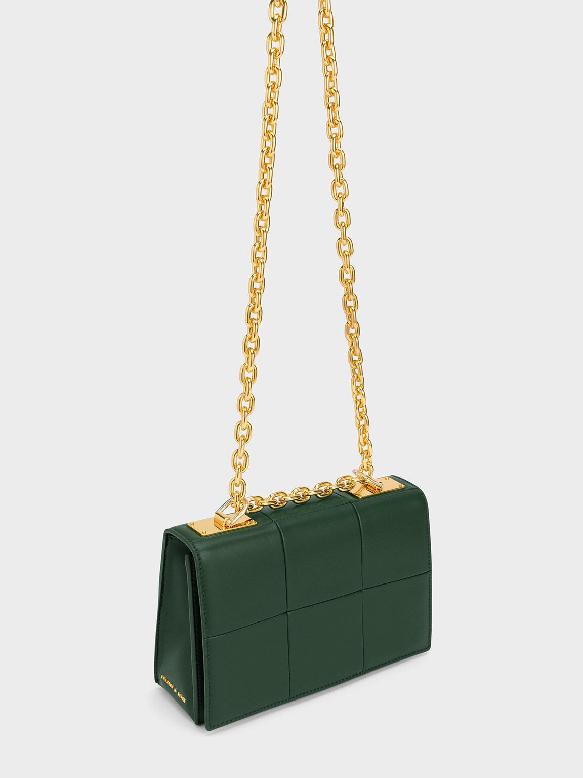 Georgette Chain Handle Bag, Dark Green, hi-res