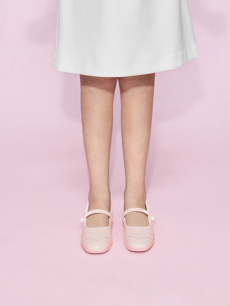 Marianne Girls' Heart Mary Jane Flats, Light Pink, hi-res