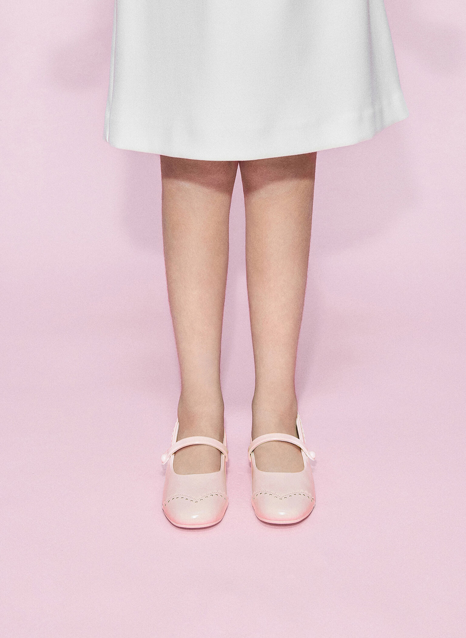 Marianne Girls' Heart Mary Jane Flats, Light Pink, hi-res