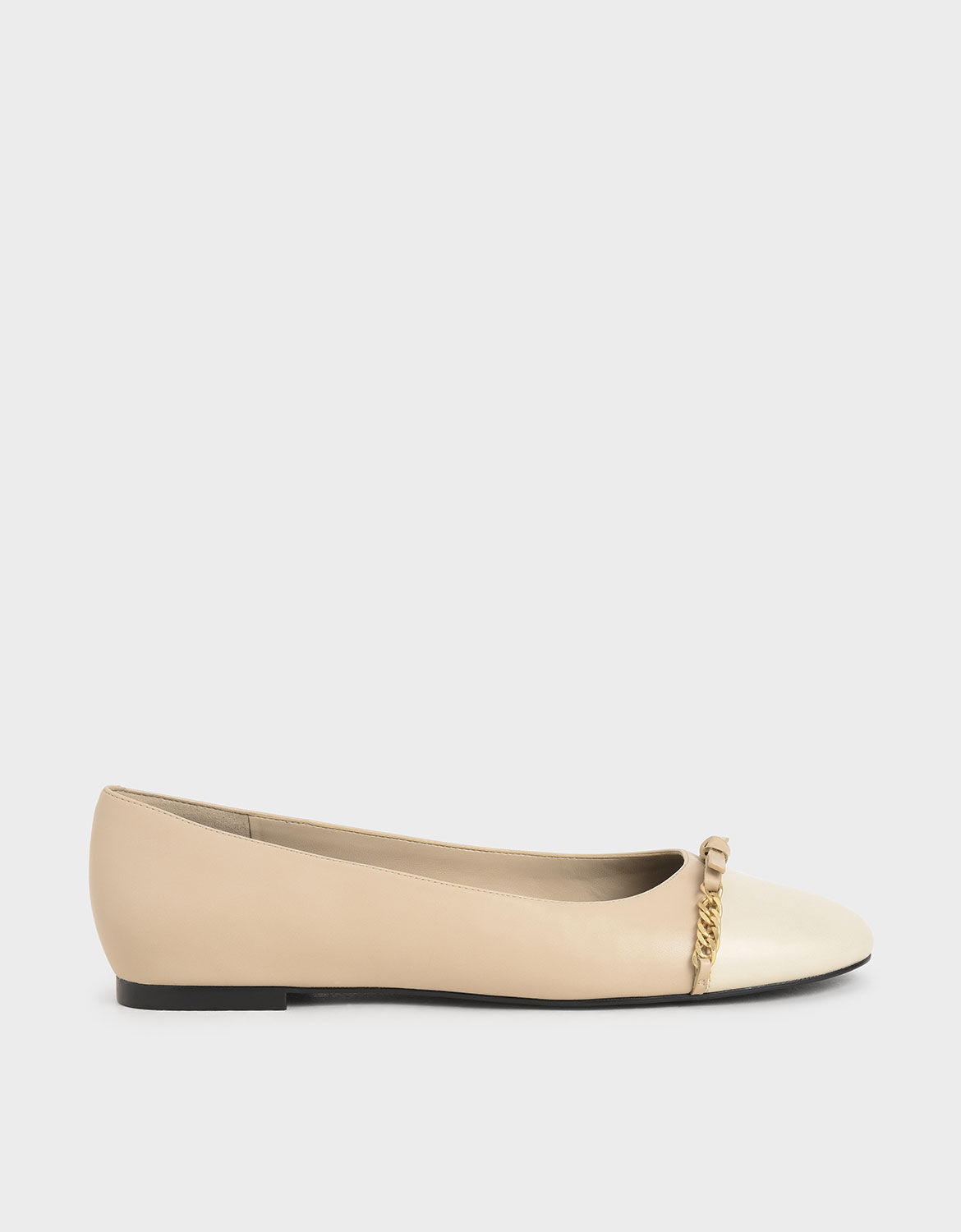 Nude Chain-Link Ballerina Flats