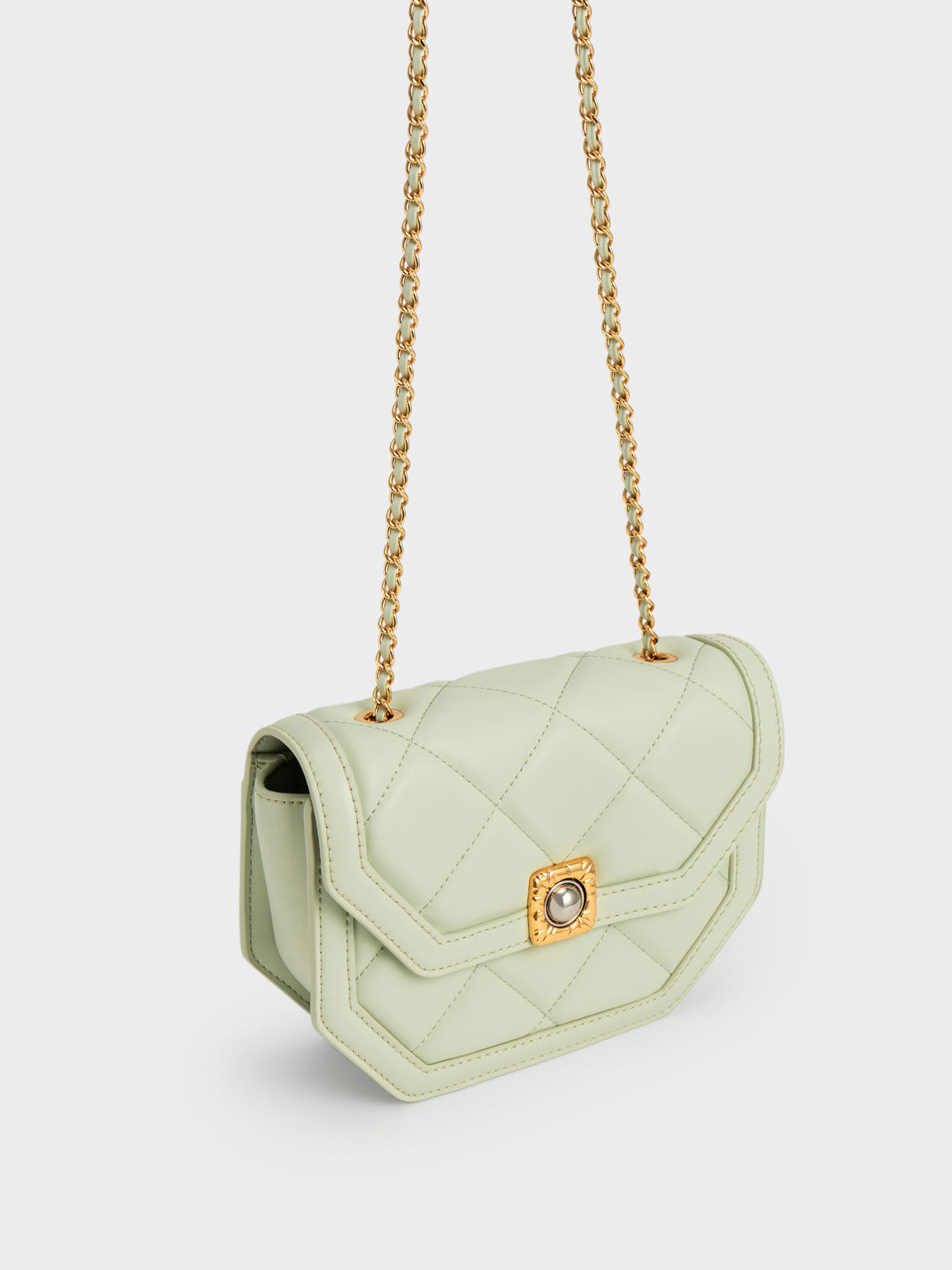 Avis Geometric Shoulder Bag, Mint Green, hi-res