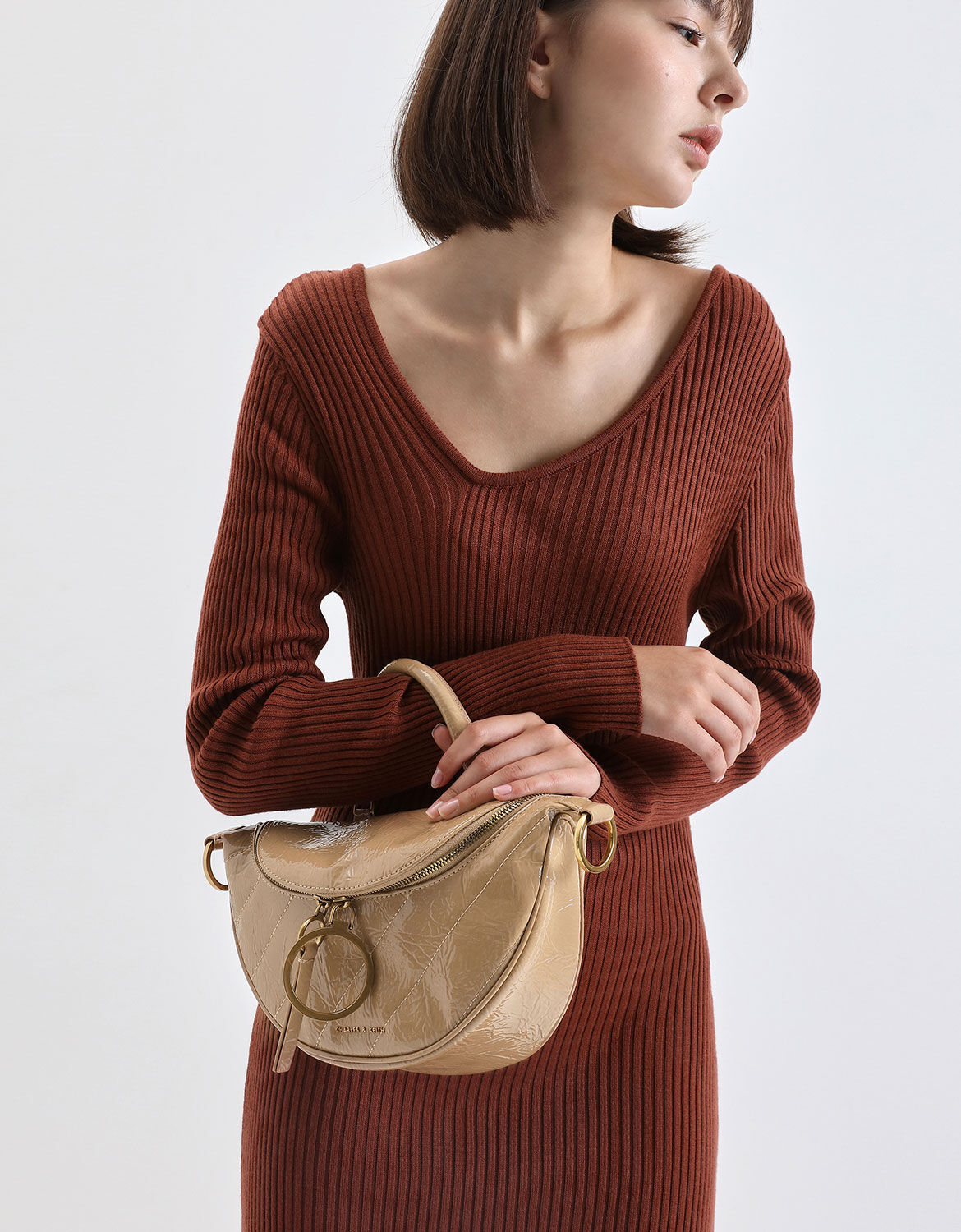 ck wrinkled patent crossbody